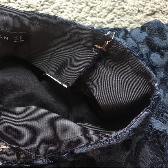 Zara Blue Floral Lace A-Line Skirt, S - Picture 10 of 11